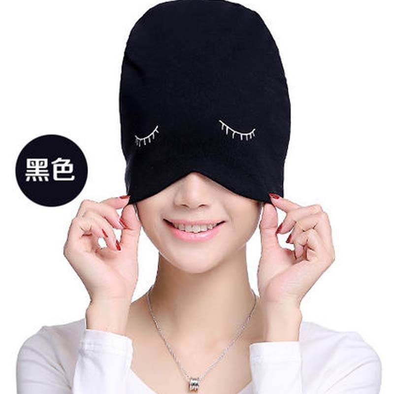 睡帽睡眠女包头帽子睡觉秋冬季加绒保暖产妇月子帽 韩版简约小清新产妇帽子 全M-纯黑【M码】适合头围：53-58cm