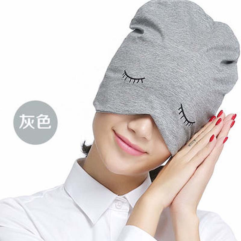 睡帽睡眠女包头帽子睡觉秋冬季加绒保暖产妇月子帽 韩版简约小清新产妇帽子 全M-灰色【M码】适合头围：53-58cm