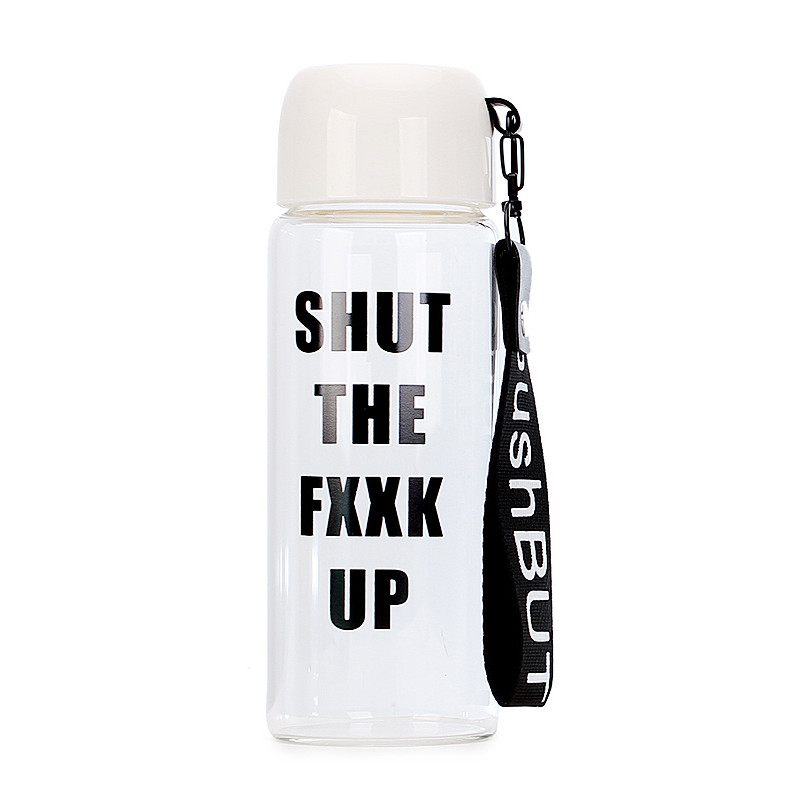 悠品居潮流创意文字高硼硅玻璃随手杯 SHUTTHEFXXKUP