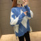 孕妇秋装针织毛衣春秋2018新款宽松秋季潮妈长袖大码胖妹妹毛衣 均码 蓝色