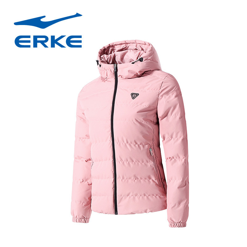 鸿星尔克(ERKE)女士运动外套女常规型棉服夹克女子保暖防风常规款运动棉衣12218411597