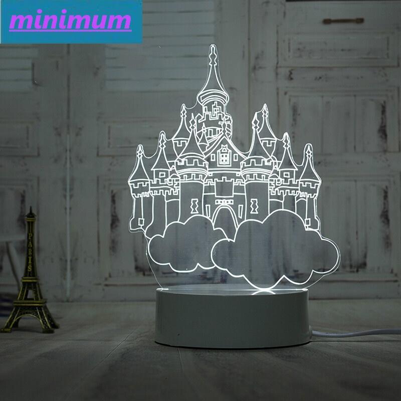 雅逸灯饰3D小夜灯插电床头灯创意梦幻可爱比心台灯柔光卧室麋鹿猫刻字._8_6 天空之城