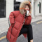 与牧2018冬季新款韩版宽松中长款羽绒棉服女棉衣外套大码加厚棉袄AL-G2018821 3XL 红色