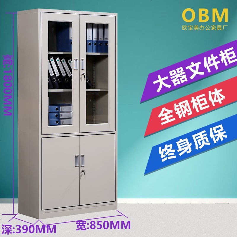 钢制文件柜财务凭证柜档案办公柜铁皮柜资料柜书柜员工带锁储衣柜_646_127 图二大器_1mm