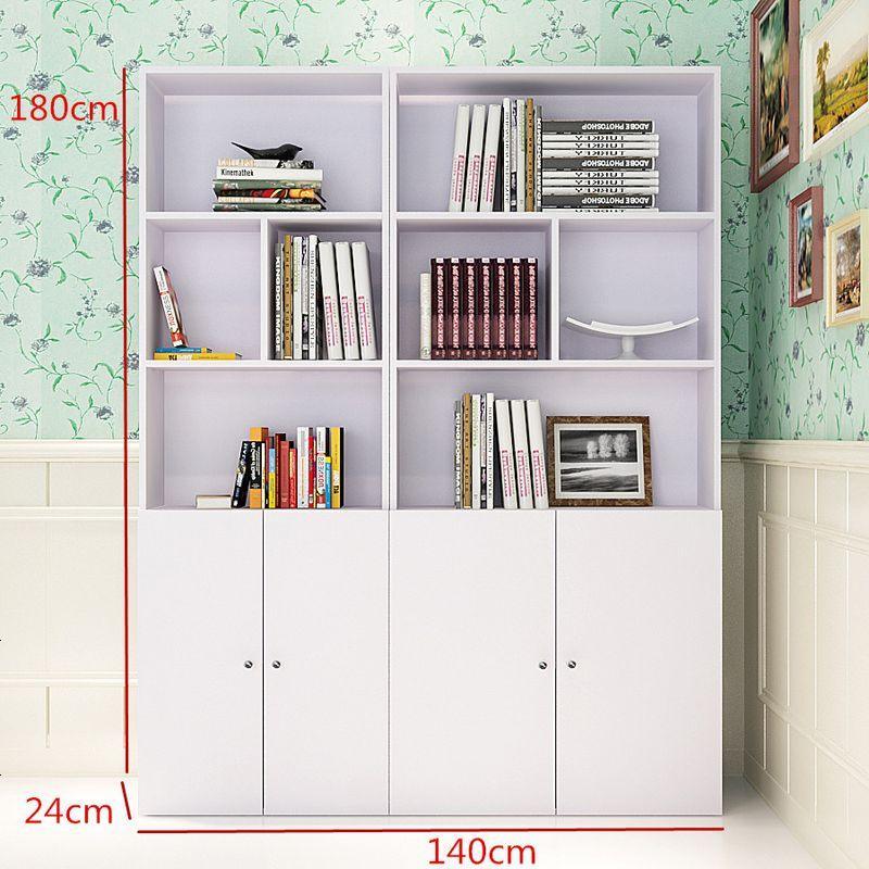 简约现代书架书柜简易学生书橱桌上自由组合储物木柜子带落地柜_292_850 140宽-带_-冷白_0.6-0.8米宽