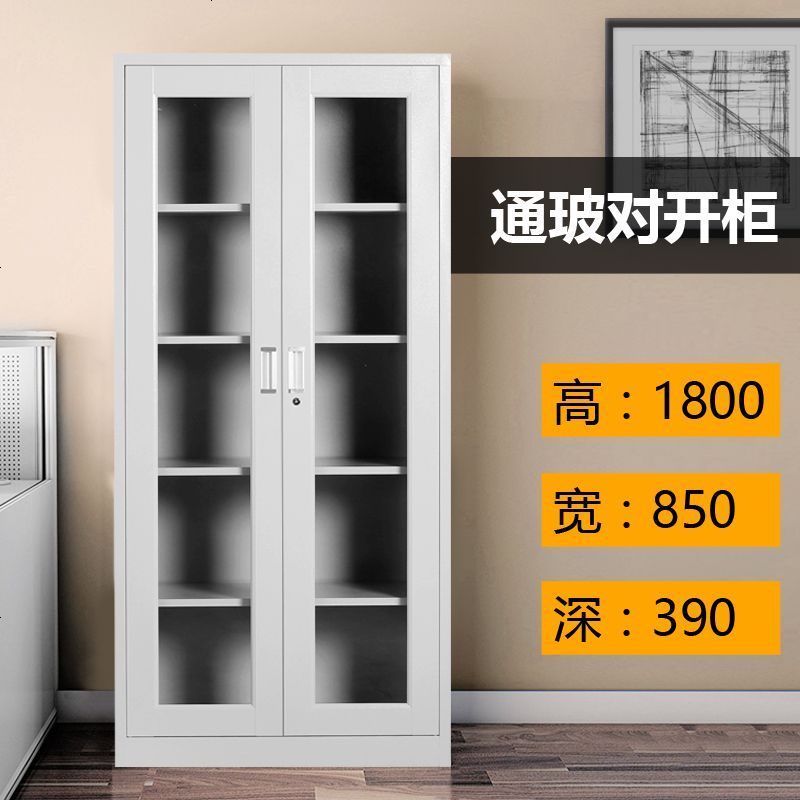 办公文件柜铁皮柜矮柜带锁抽屉储物柜子资料档案柜凭证柜玻璃书柜_531_294 通体玻柜_0.8mm
