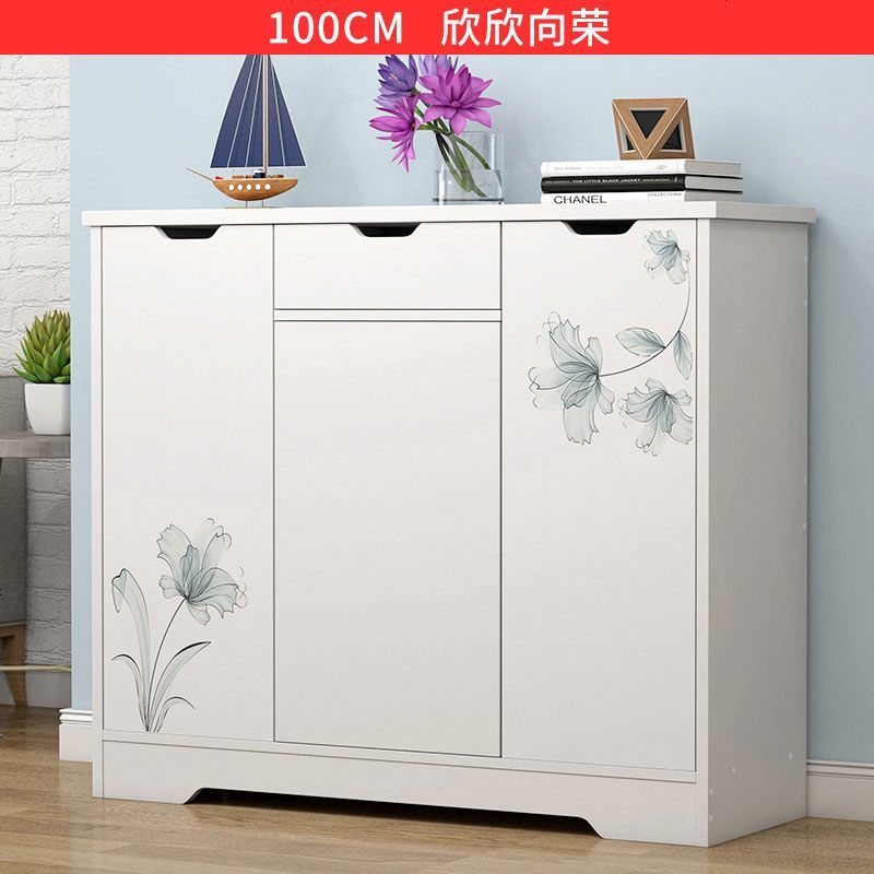 鞋柜收纳简约现代省空间家用仿实木玄关储物厅柜经济型简易鞋架 组装_100cm欣欣向荣A