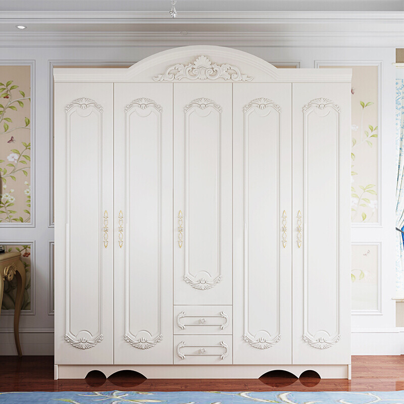 白色简约现代经济型三四五衣柜实木质板式卧室六欧式衣橱 主衣柜