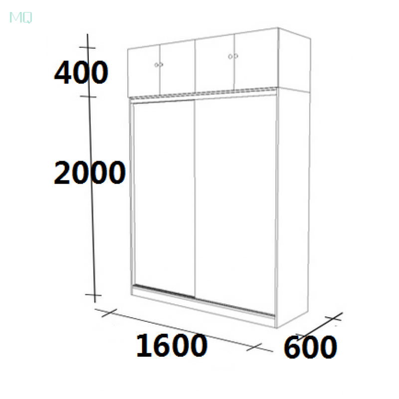 衣柜推拉简约现代实木2整体经济型移滑板式卧室组装定制宽1.6主柜+顶柜2 宽1.6主柜+顶柜