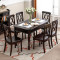 美式实木餐桌椅组合家用饭桌长方形小户型桌子黑色美式家具餐桌_2 1.35m餐桌(白蜡木)+硬座餐椅×6