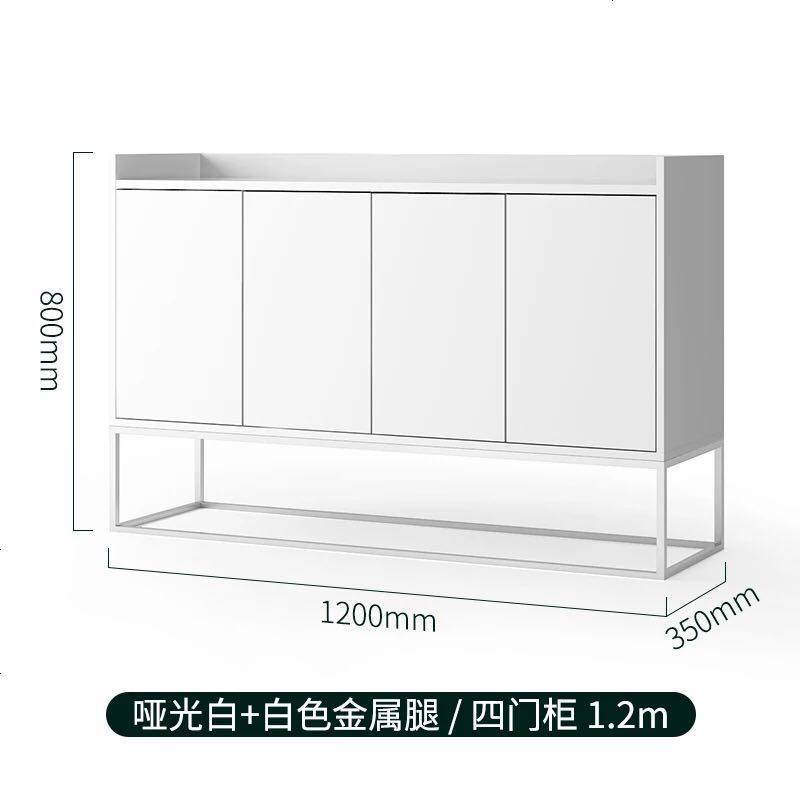 北欧简约实木餐边柜客厅茶水柜现代铁艺玄关柜收纳柜美式储物高柜_461_20 120*35*80白色_4_