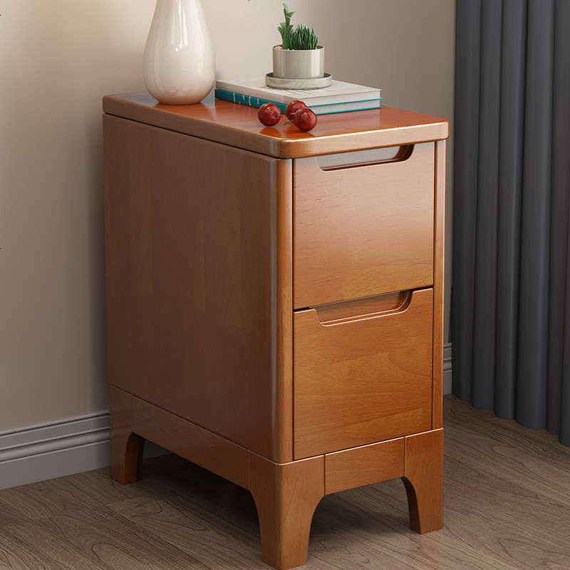 北欧全实木小型迷你超窄床头柜简约现代卧室原木色夹缝收纳斗柜子_322_673 整装_原木+白抽20厘米