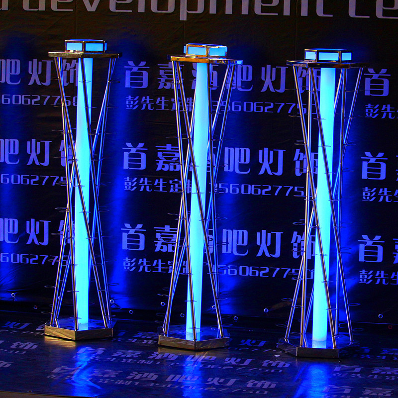 新款发光摩登天梯60位超大天梯酒架大型鸡尾酒杯架生日鸡尾酒酒塔 高度1.3/直径35/不锈钢款_蓝光定制