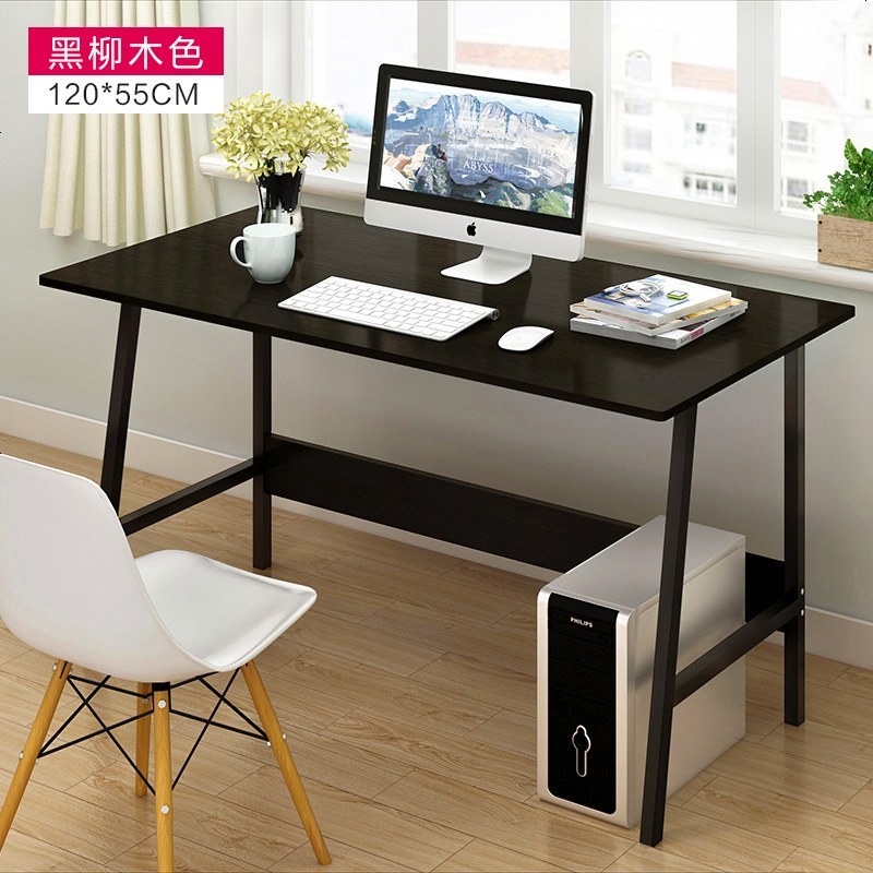 桌子简约宜家经济型简约现代写字台简易书桌电脑桌台式家用办公桌_301_1 120X55CM黑柳木色