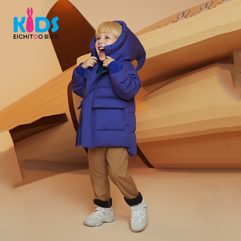 EICHITOOKIDS爱居兔童装2018冬季男小童连帽时尚长袖羽绒服 110/52 宝蓝02