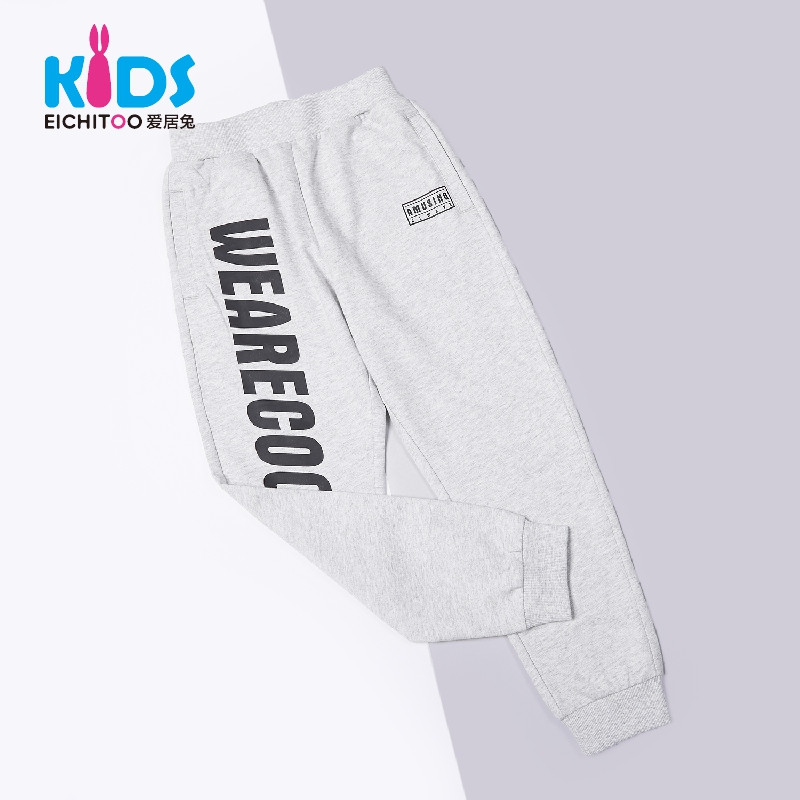 EICHITOOKIDS爱居兔童装2018秋季男大童休闲时尚中腰印花针织裤 140/60 浅灰04