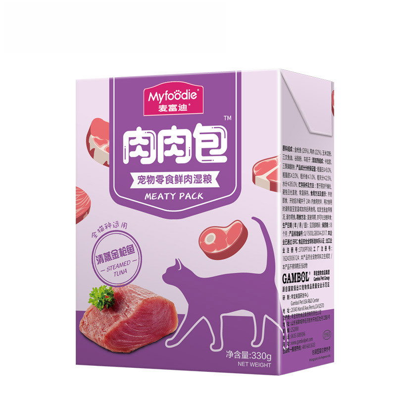 麦富迪宠物零食鲜肉湿粮鲜肉多多金枪鱼+牛肉330g*6成猫幼猫通用