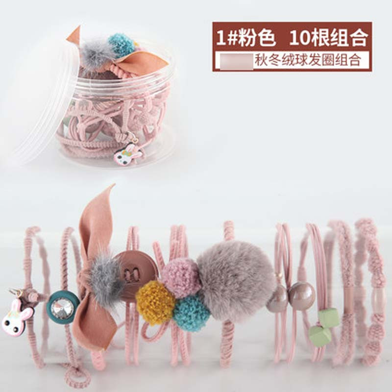 橡皮筋女扎头发绳成人绑头绳韩版可爱小清新简约个性发圈头饰皮套小女孩发饰发圈 10根X款粉色