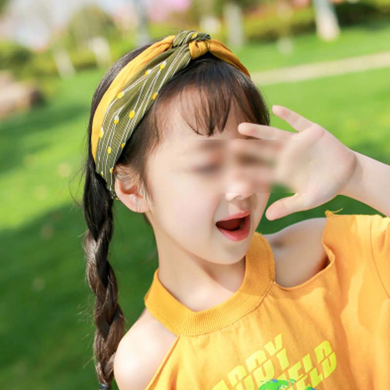 韩版儿童发带头饰百搭女童发箍女可爱女孩宝宝发饰简约小清新小女孩发箍发带 巧克力色M-墨条黄纯中结46