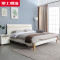 掌上明珠家居 新款现代简约白色亮光烤漆床1.5/1.8米板式单双人大床卧室床头柜 1.5米床