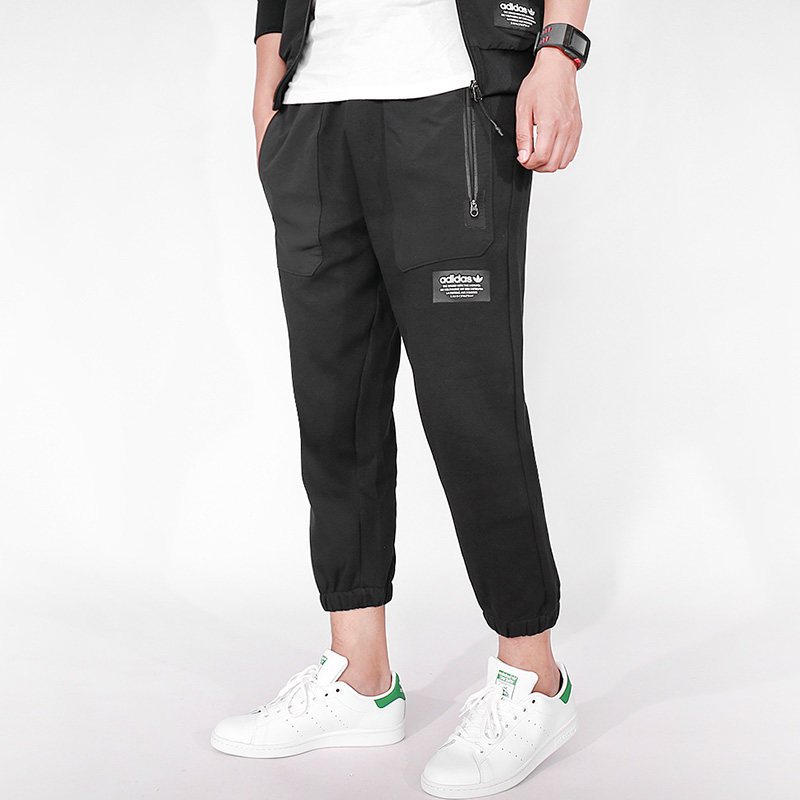 阿迪达斯三叶男裤2018秋季透气防风收口小脚休闲运动长裤BS2562 L BS2562