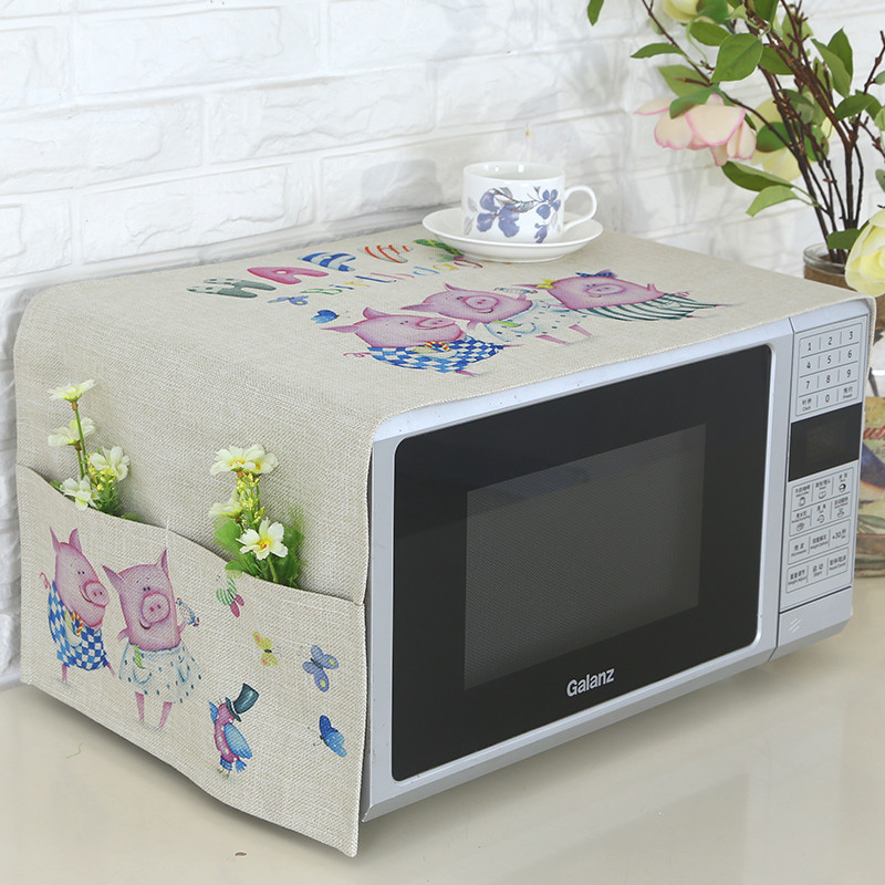 微波炉罩 通用款35*100cm 棉麻-小猪