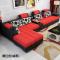 布艺沙发组合可拆洗简约现代客厅贵妃布沙发大小户型乳胶整装家具_879_960 单+三+贵3.45米（送地毯）_黑红色