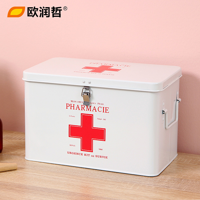 欧润哲 大号带锁药箱（白色）105907 白色