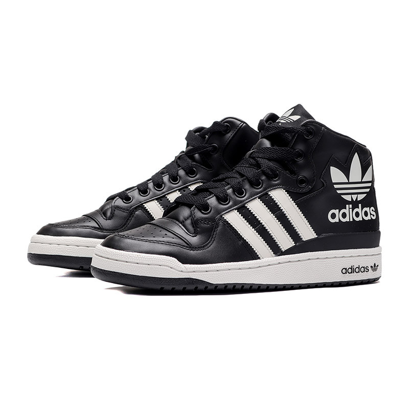 adidas阿迪达斯三叶草男鞋新款logo高帮板鞋休闲运动鞋G28154 G28154黑色+白色 43码