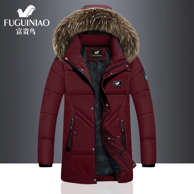 富贵鸟/FUGUINIAO男中长款棉衣FGN-XY1776 3XL 酒红色