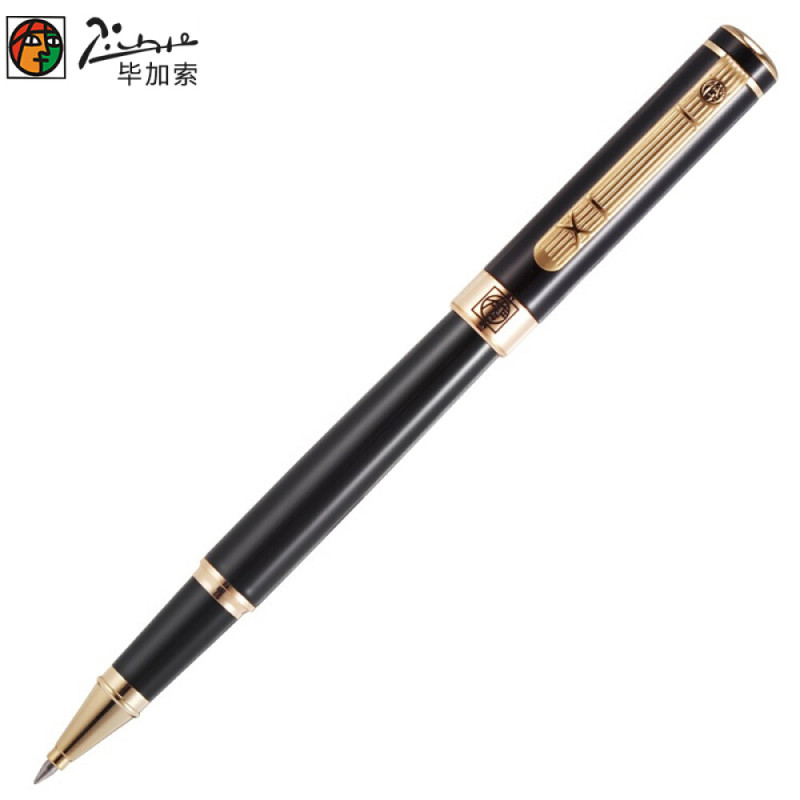毕加索（pimio）PS-902 宝珠笔签字笔男士商务办公成人学生用 0.5mm 绅士系列 亮黑金夹宝珠笔