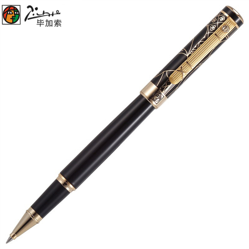 毕加索（pimio）PS-902 宝珠笔签字笔男士商务办公成人学生用 0.5mm 绅士系列 黑镀金雕宝珠笔