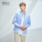 Hieiika海一家男装2019春季星星海豚元素印花全棉长袖衬衫 175/92A 浅蓝花纹KN