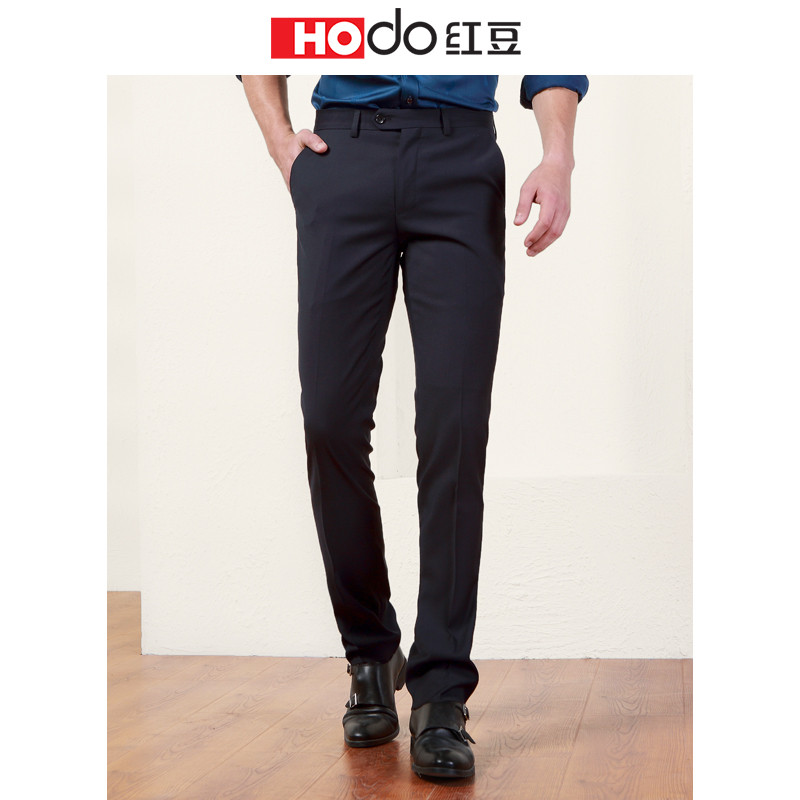 红豆男装 男士西裤商务休闲舒适有型纯色西裤长款 31 B5藏青