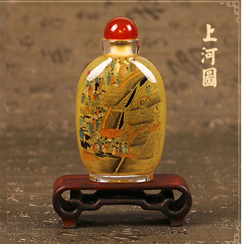 中国特色手工艺品摆件内画 衡水鼻烟壶上河图盛世 标准 白色