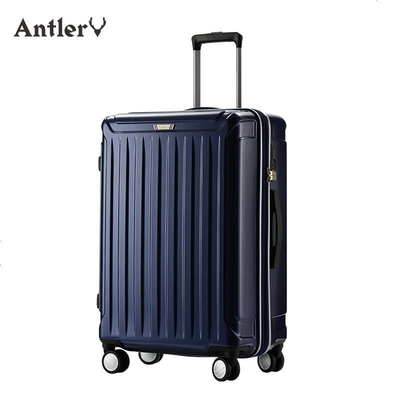 安特丽（antler）万向轮24英寸旅行箱包商务28yingx行李箱男女拉杆箱20英寸密码箱登机托运箱子PC A859 蓝色 28寸【可拓容量】