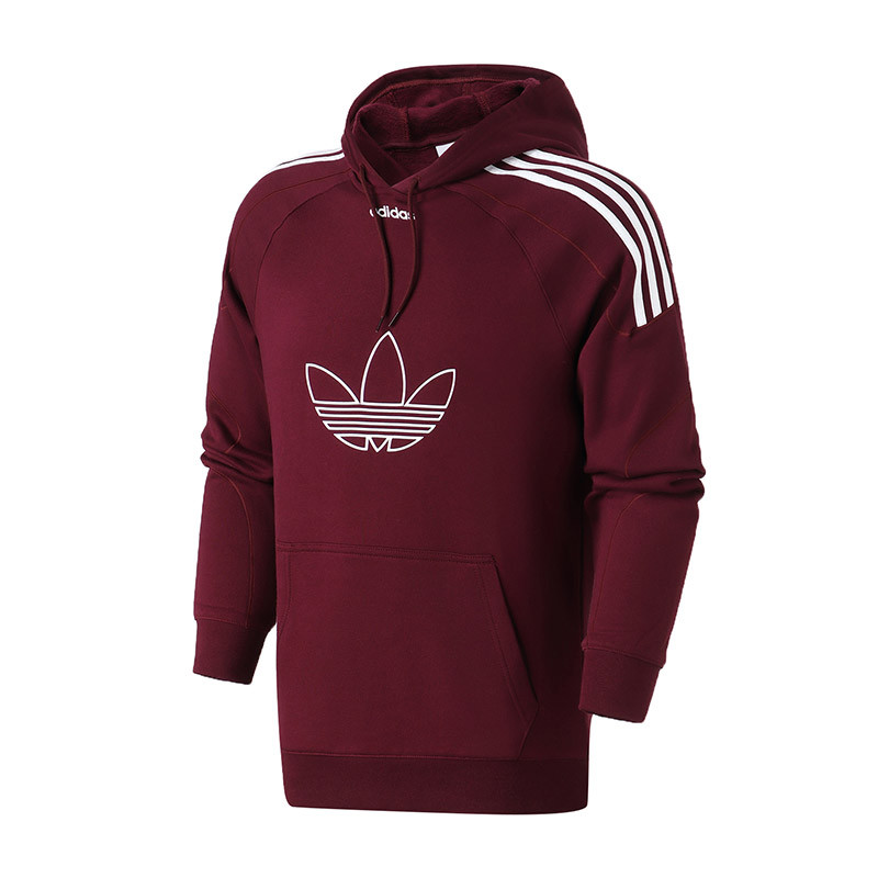 adidas阿迪达斯三叶草男装运动服休闲logo款连帽卫衣 DU8206 L DU8114酱紫