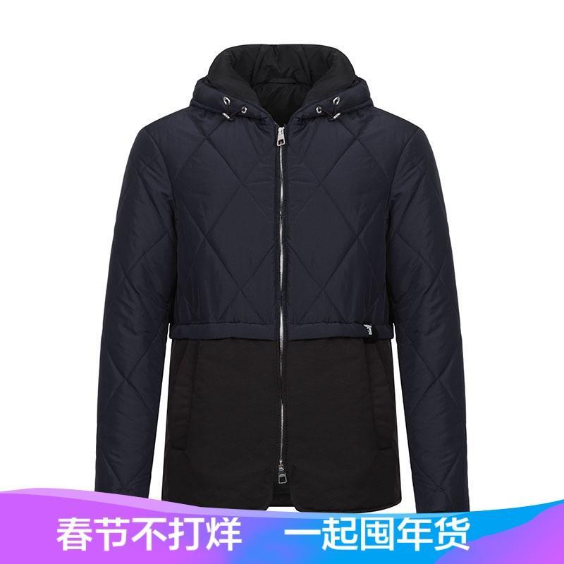 Versace Collection 范思哲 男士聚酯纤维连帽外套 V500568 VT00681 V1145-深蓝色黑色拼色 50
