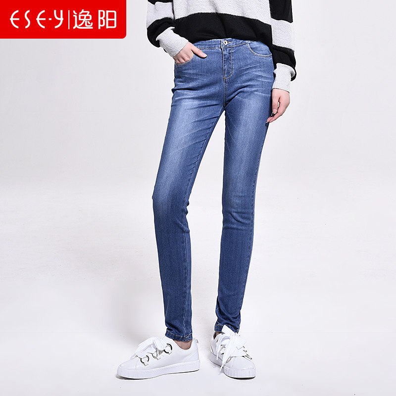 女裤春款牛仔裤女中腰弹力显瘦外穿打底牛仔铅笔小脚_1 蓝色 29/13