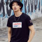 GXG男装夏季男士黑色时尚流行青年棉休闲圆领短袖T恤_1 185/XXL 黑色
