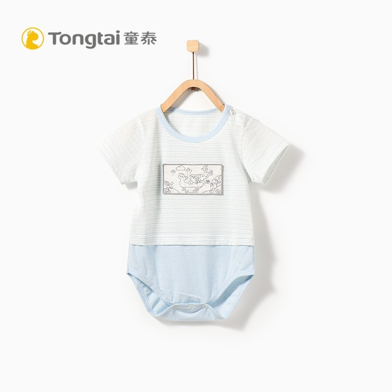 童泰TONGTAI婴幼儿内衣婴儿半袖连体衣3-18个月宝宝三角爬服哈衣包屁衣婴幼儿通用80cm