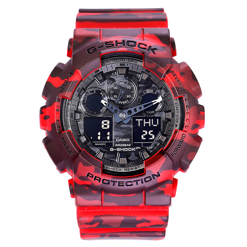 卡西欧(CASIO)手表G-SHOCK系列迷彩运动双显示防震电子男表 GA-100CM-4A