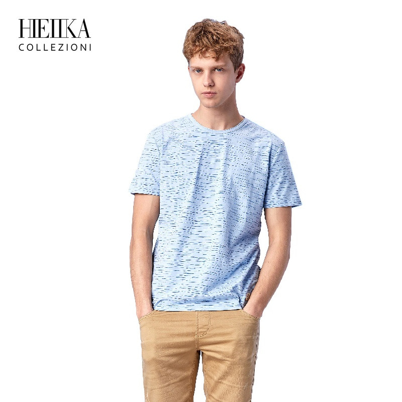 Hieiika海一家2019夏季男士打底衫清爽青春流行印花短袖T恤_1 165/84A/S 浅蓝花纹B0