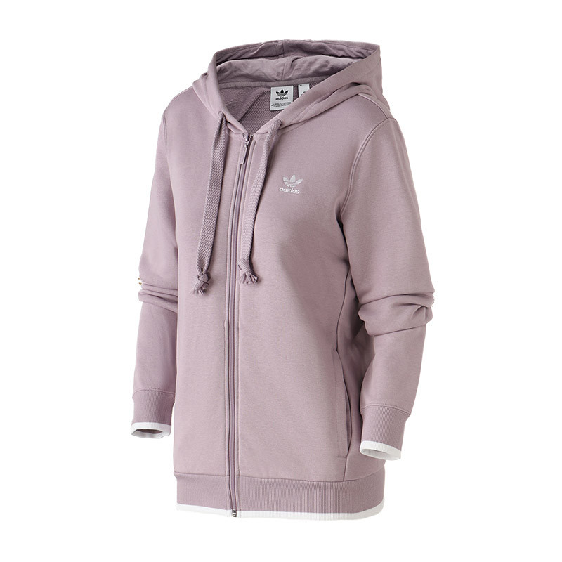 Adidas阿迪达斯三叶草女装运动休闲连帽针织外套DU9918 30 DU9918淡粉紫灰