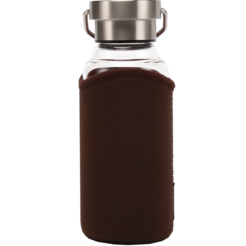 乐扣乐扣（lock&lock）便携式耐热玻璃水杯 LLG664 450ml 棕色