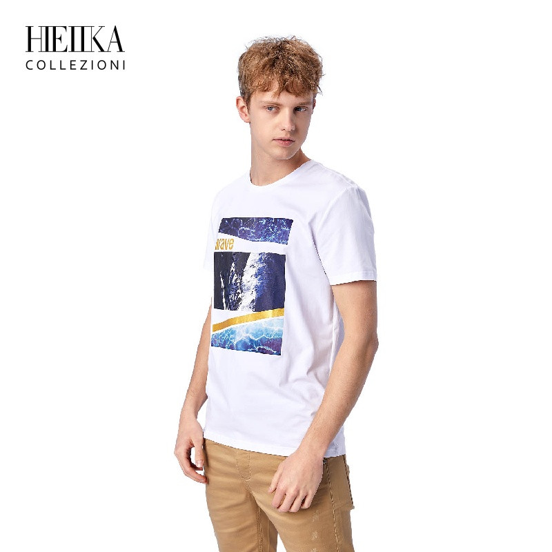 Hieiika海一家男装2019夏季时尚个性印花休闲短袖T恤_1 185/100A/XXL 漂白花纹M9