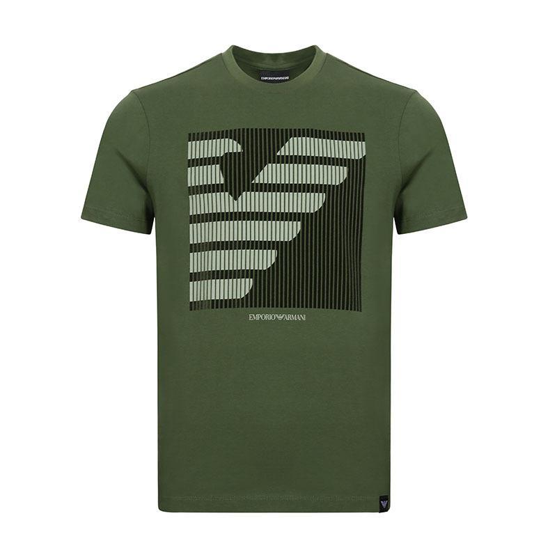 EMPORIO ARMANI EA 阿玛尼 男士棉质短袖圆领T恤衫 3Z1T89 1J00Z 0534-绿色徽标图案 S