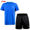 李宁（LI-NING）运动服套装男新款羽毛球服T恤短袖速干短裤 ATSP503+AKSP805-1 蓝色N945-3+N721 3XL