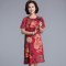恒源祥2019春夏中老年连衣裙女中国风复古印花妈妈中长款印花裙子 3XL 8023红色1