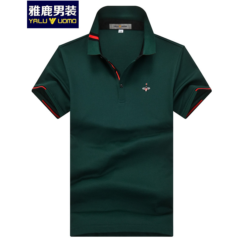 雅鹿男装T恤男夏季商务休闲POLO领男士短袖POLO衫AS0100942 墨绿色 52